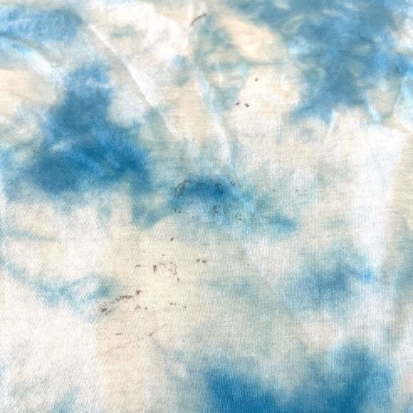 Pink Floyd Band Tee Blue Tie Dye Cropped Raw Hem Crew Neck Cotton Size Small - Picture 7 of 10